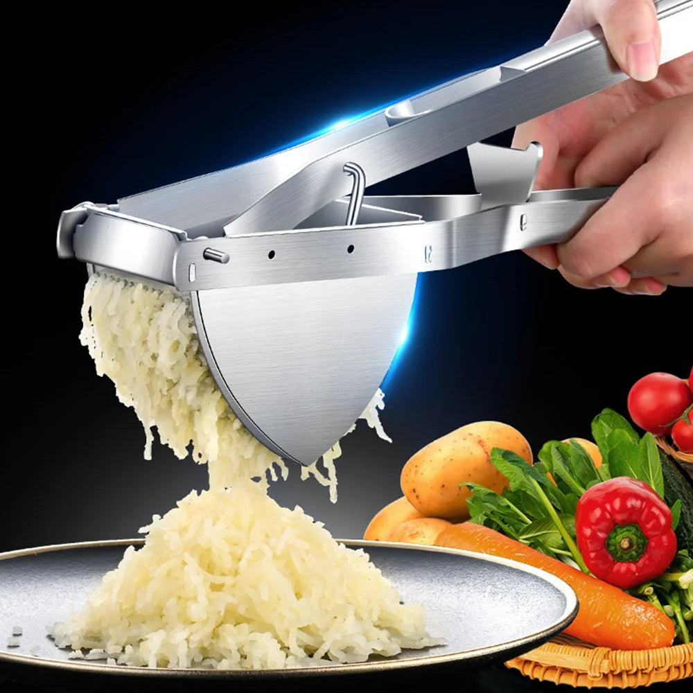 430 Stainless Steel Potato Ricer Multifunctional Vegetable Masher Fruit Press Lemon Juicer (FCM Tested) - Silver - 2