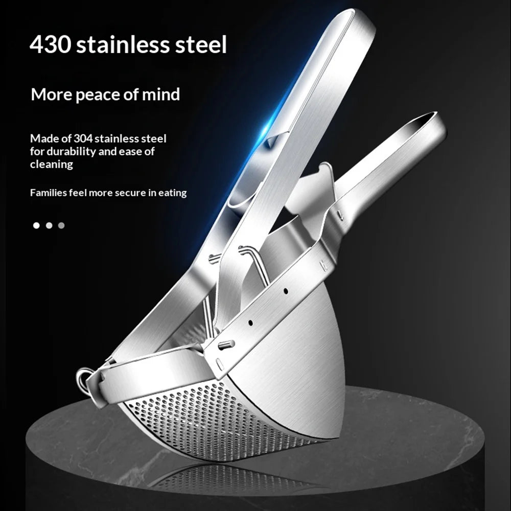 430 Stainless Steel Potato Ricer Multifunctional Vegetable Masher Fruit Press Lemon Juicer (FCM Tested) - Silver - 3