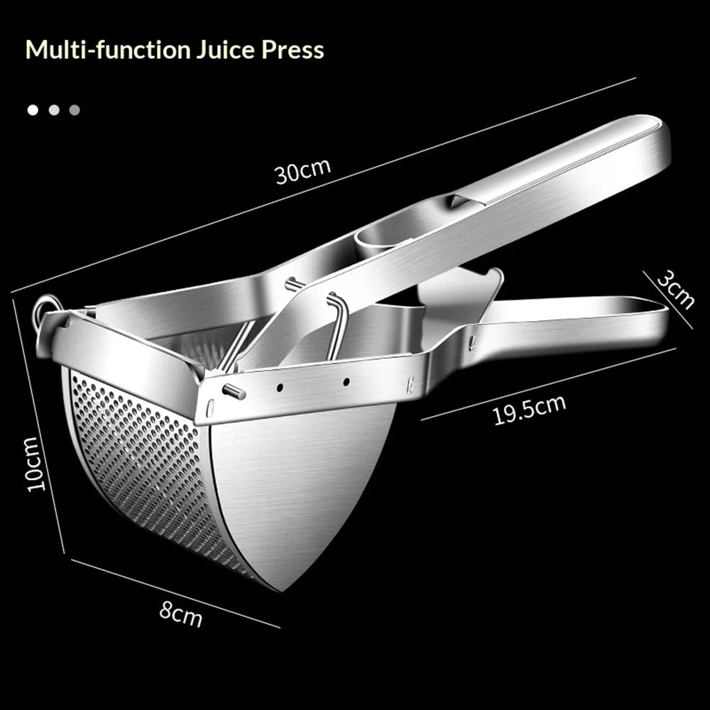 430 Stainless Steel Potato Ricer Multifunctional Vegetable Masher Fruit Press Lemon Juicer (FCM Tested) - Silver - 6