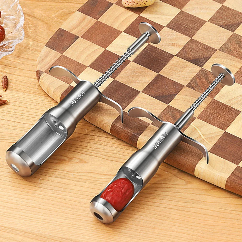 Size S Red Date Pitter 304 Stainless Steel Jujube Corer Fruit Core Remover Tool (FCM Tested, BPA Free) - Size S - 4