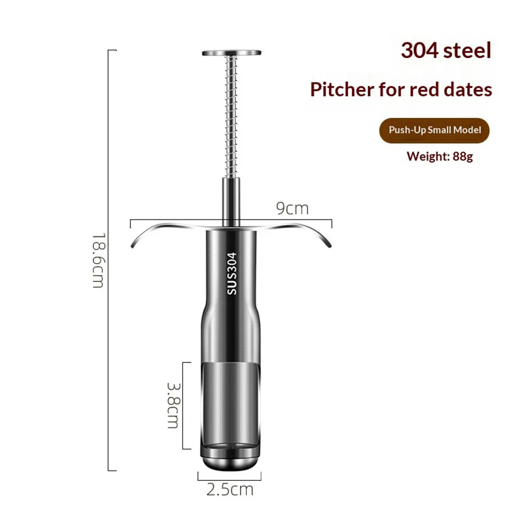 Size S Red Date Pitter 304 Stainless Steel Jujube Corer Fruit Core Remover Tool (FCM Tested, BPA Free) - Size S - 5