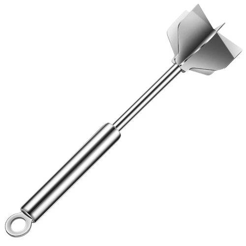 304 Stainless Steel Meat Masher Multi-function 6-Blade Potato Masher Food Chopper Kitchen Tool (BPA Free, No FDA) - Silver - 1
