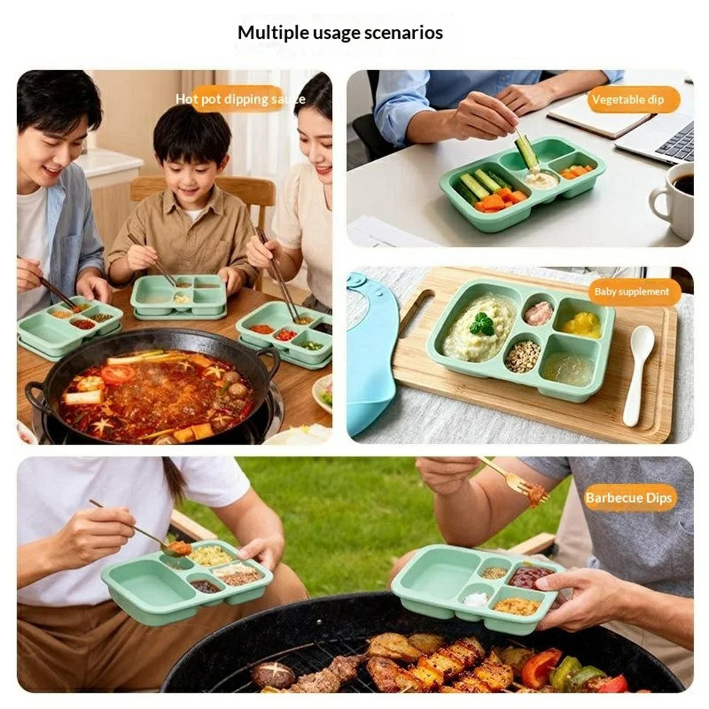 Food Grade Silicone Dipping Sauce Container Microwave Safe Lunch Box for Travel (FDA Certified, BPA-Free) - Blue - 4
