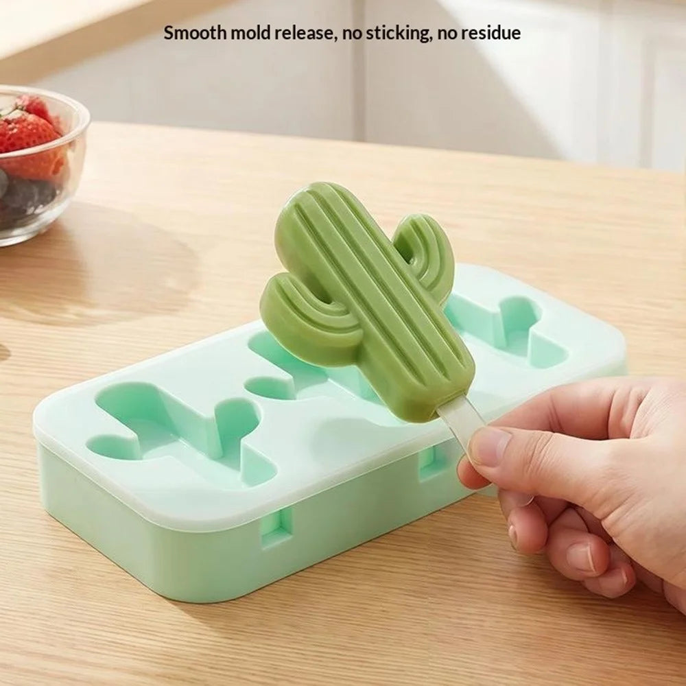 Silicone Ice Cream Popsicle Molds 3-Cavity Fruit-Shaped DIY Frozen Treats Maker with Lid (No FDA, BPA Free) - Pineapple  /  Purple - 5
