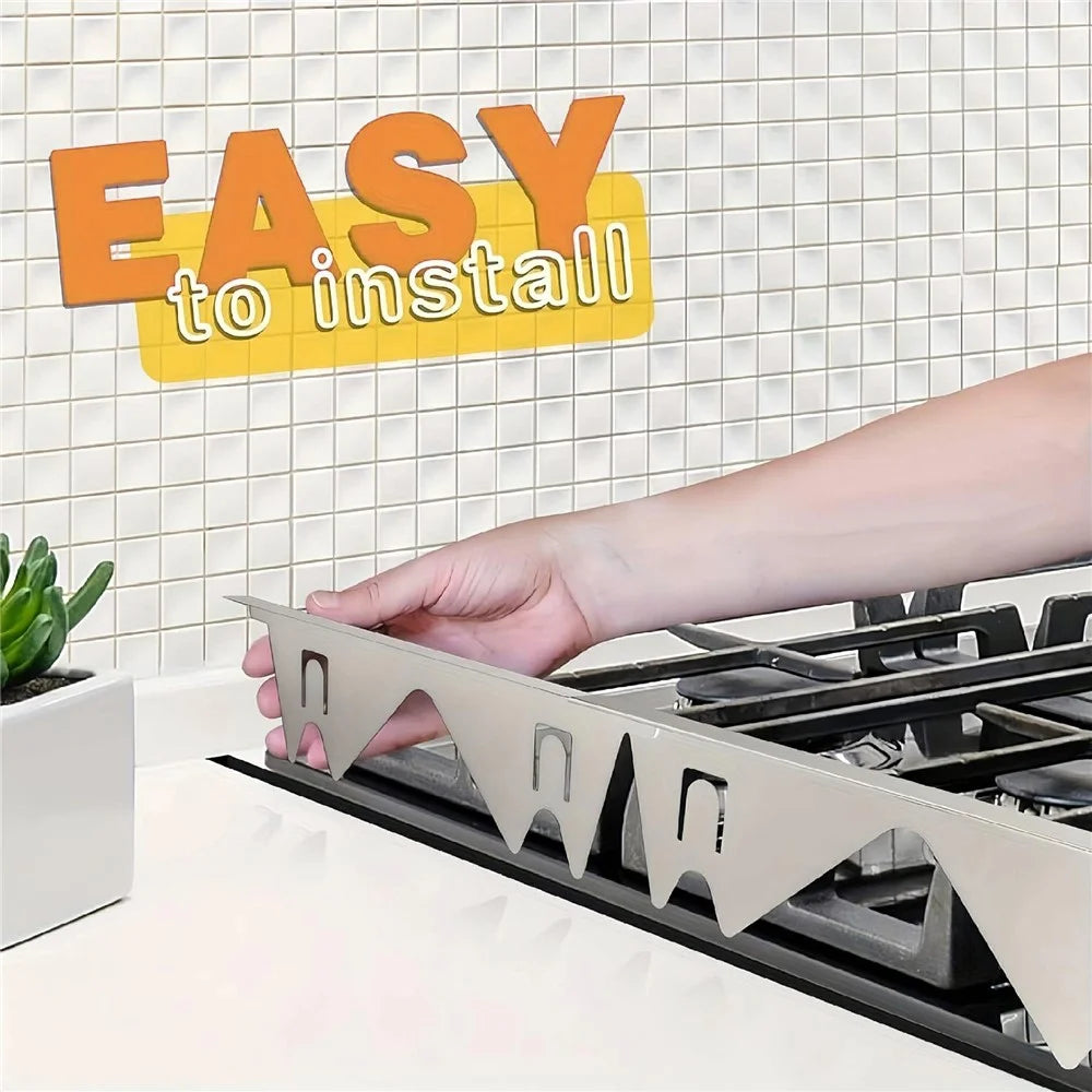 2Pcs Stainless Steel Stove Gap Cover 35-69cm Extendable Kitchen Counter Gap Filler - Silver - 2