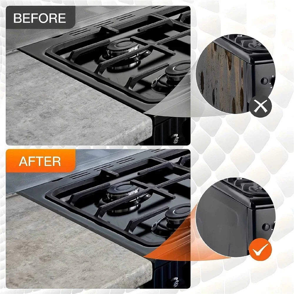 2Pcs Stainless Steel Stove Gap Cover 35-69cm Extendable Kitchen Counter Gap Filler - Silver - 4
