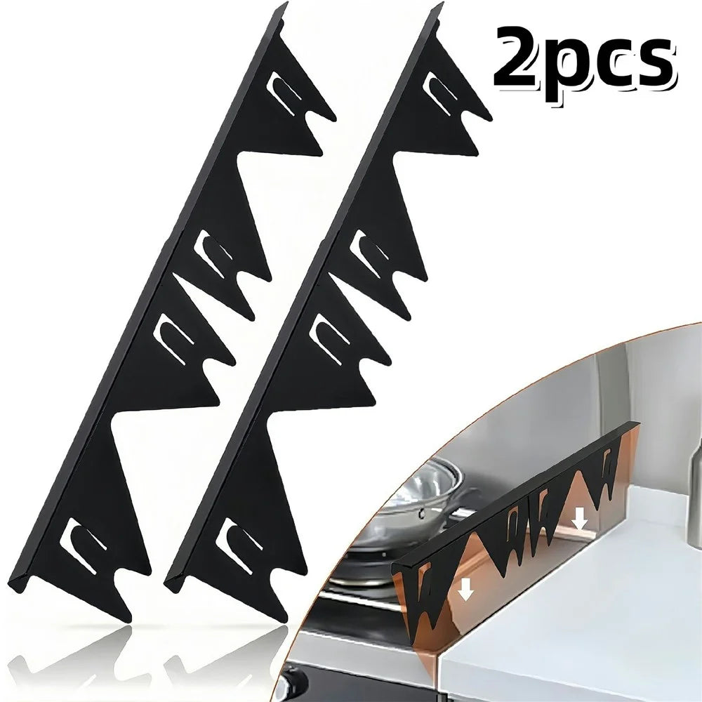 2Pcs Stainless Steel Stove Gap Cover 35-69cm Extendable Kitchen Counter Gap Filler - Black - 1