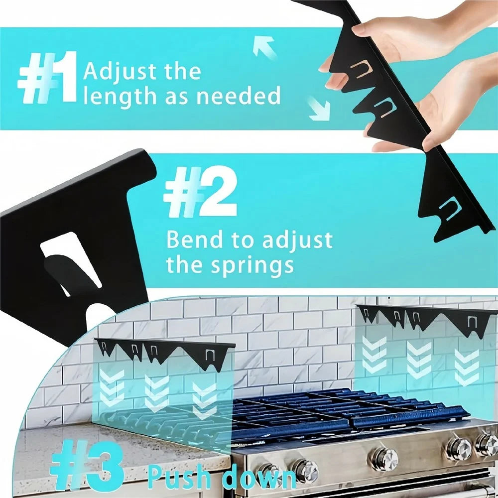 2Pcs Stainless Steel Stove Gap Cover 35-69cm Extendable Kitchen Counter Gap Filler - Black - 4