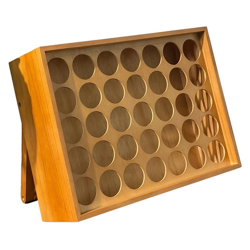40x30x13cm Wooden Spice Rack 35-Grid Desktop Wall Mount Organizer Holder Stand - 1
