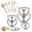 13Pcs Stainless Steel Mixing Bowl Set with Airtight Lids Non-slip Silicone Bottom Salad Bowl Baking Kitchen Tools - Khaki - 1