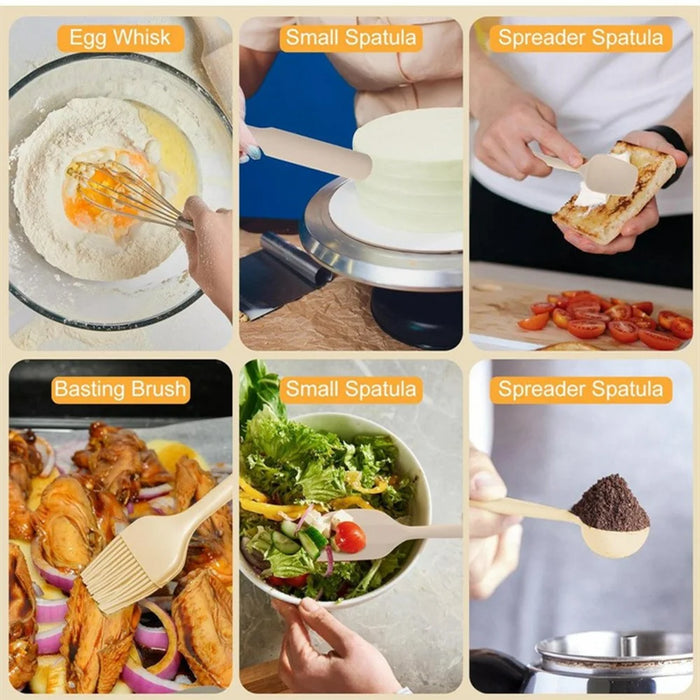 13Pcs Stainless Steel Mixing Bowl Set with Airtight Lids Non-slip Silicone Bottom Salad Bowl Baking Kitchen Tools - Khaki - 6