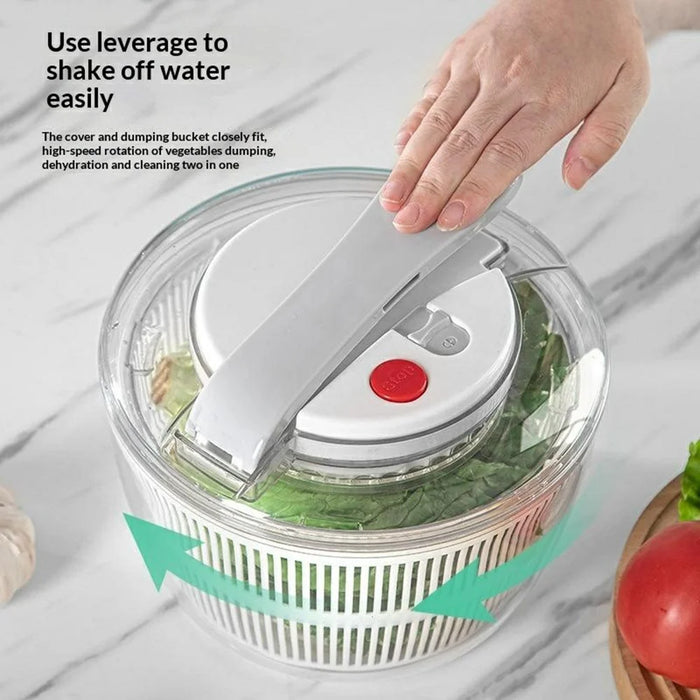 Manual Press Vegetable Spinner Salad Dryer Food Grade PP Drain Basket Dehydrator for Kitchen Washing (BPA-Free, No FDA) - White - 3