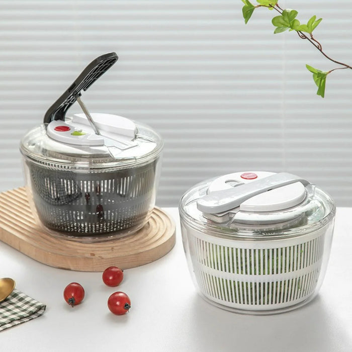 Manual Press Vegetable Spinner Salad Dryer Food Grade PP Drain Basket Dehydrator for Kitchen Washing (BPA-Free, No FDA) - White - 4