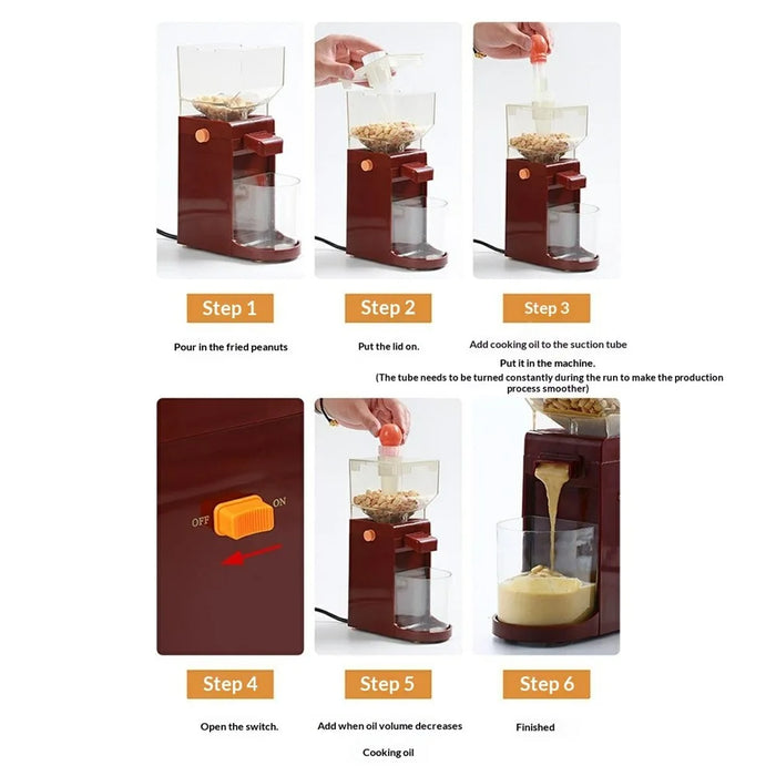 NOSTALGIA ELECTRICS Electric Peanut Butter Maker 120W Automatic Nut Grinder Machine for Almonds Cashew Hazelnut - EU Plug - 5