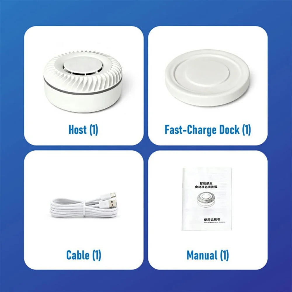SU-206A Smart Sensing Food Purifier 30W Titanium Electrolysis IPX7 Waterproof Fruit Vegetable Cleaner - 6