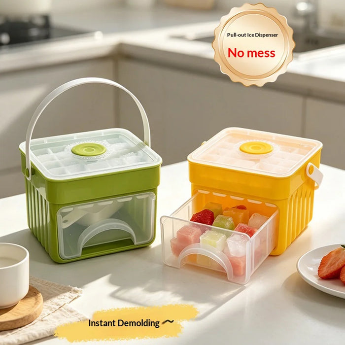 50-Grid Double Layer Ice Cube Tray Food Grade Press Type Ice Maker Large Capacity Freezer Storage (BPA Free, No FDA) - Green & White - 2