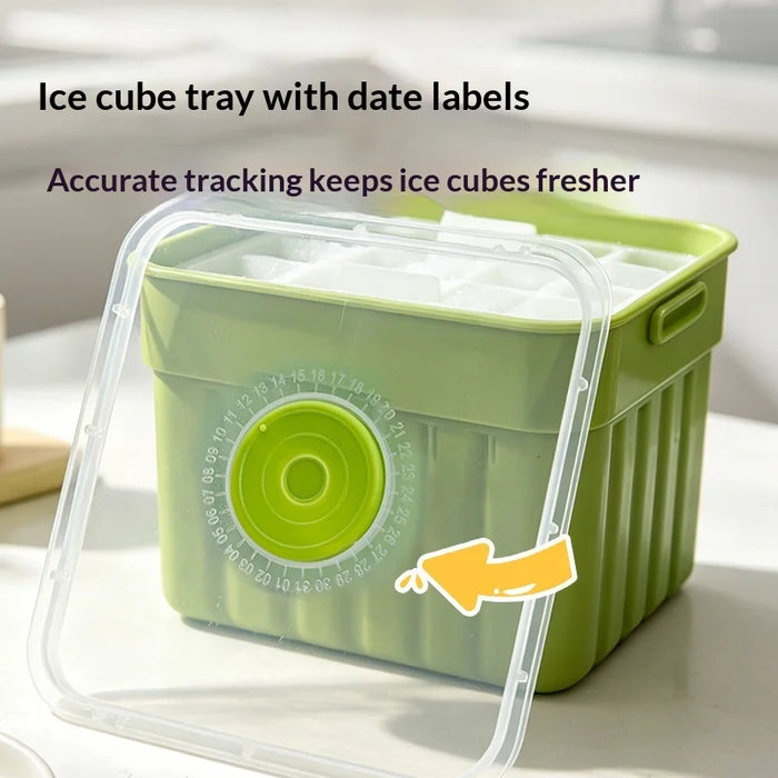 25-Grid Single Layer Ice Cube Tray Food Grade Press Type Ice Maker Large Capacity Freezer Storage (BPA Free, No FDA) - Green & White - 3
