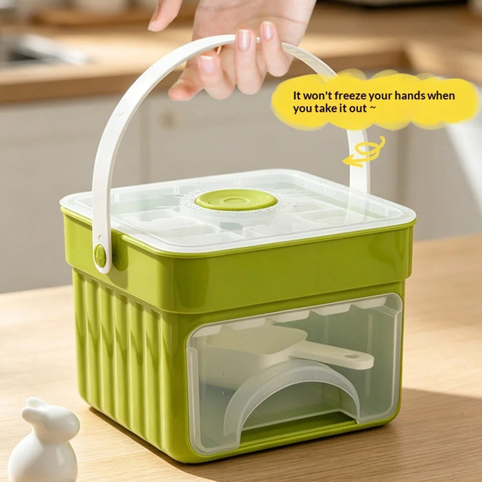 25-Grid Single Layer Ice Cube Tray Food Grade Press Type Ice Maker Large Capacity Freezer Storage (BPA Free, No FDA) - Green & White - 4
