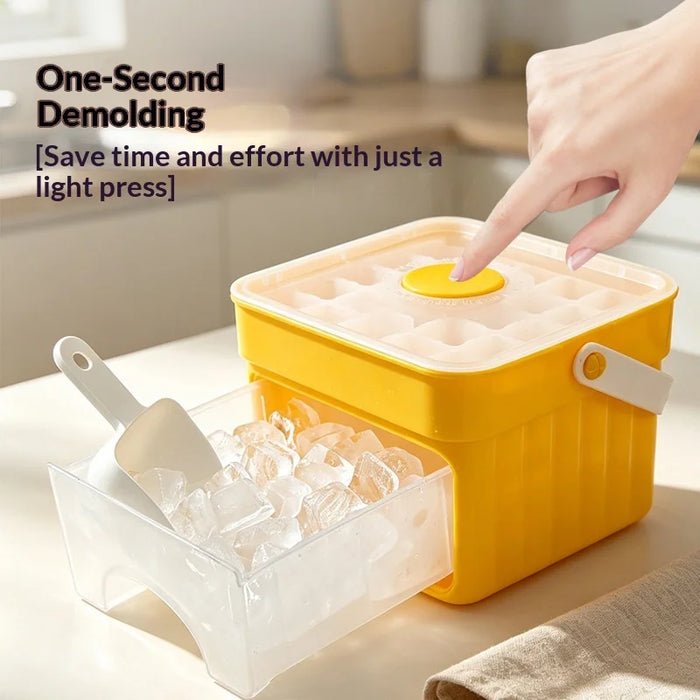 25-Grid Single Layer Ice Cube Tray Food Grade Press Type Ice Maker Large Capacity Freezer Storage (BPA Free, No FDA) - Green & White - 5