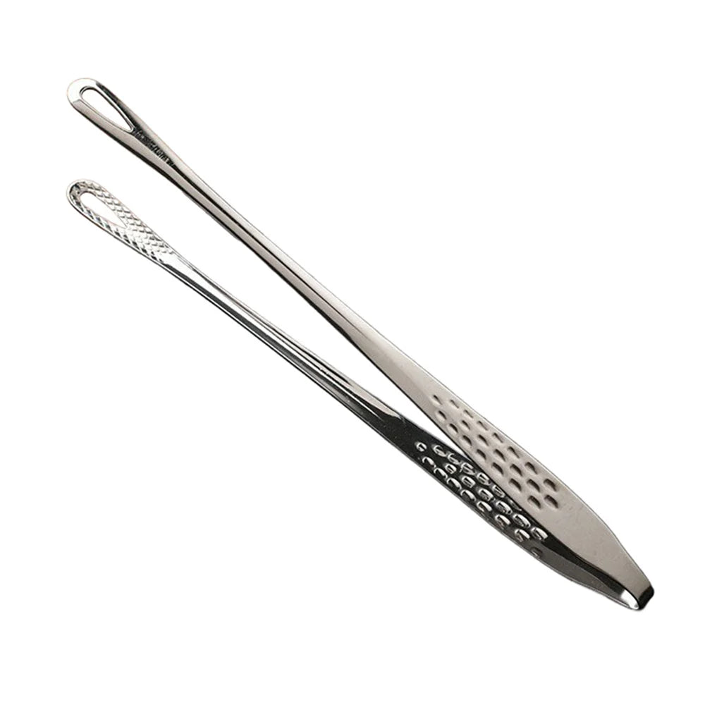 Size S 304 Stainless Steel BBQ Tongs 24cm Korean Style Grilling Tongs Food Tongs for Barbecue Cooking (FCM Tested, BPA Free) - Silver - 1
