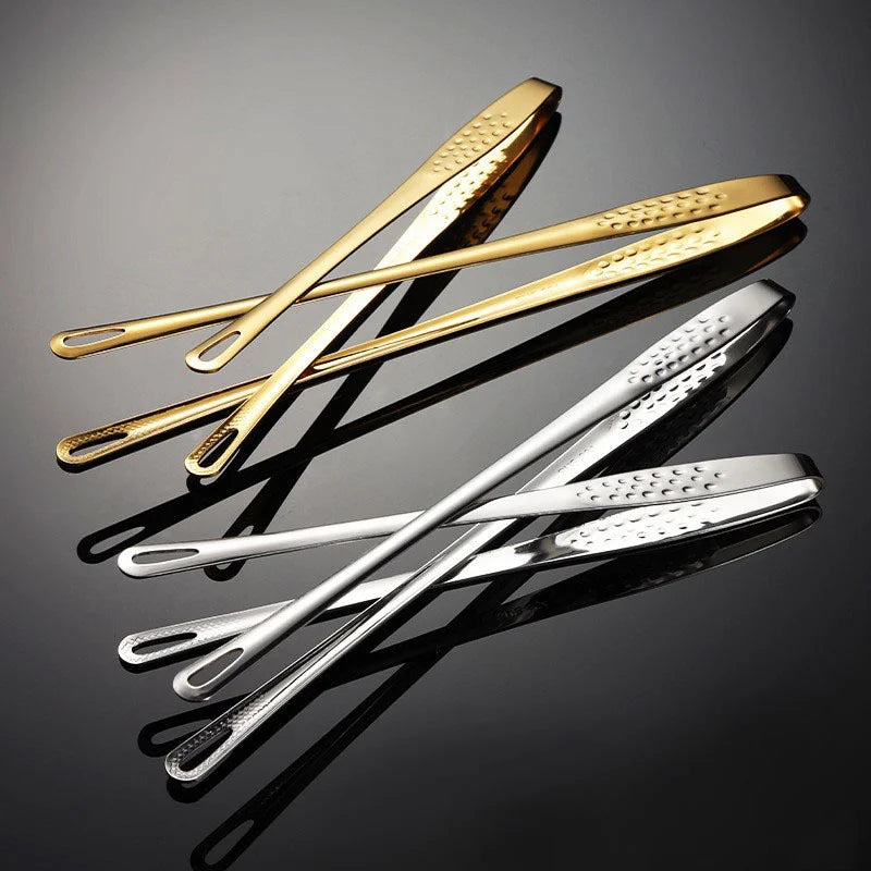 Size S 304 Stainless Steel BBQ Tongs 24cm Korean Style Grilling Tongs Food Tongs for Barbecue Cooking (FCM Tested, BPA Free) - Silver - 6