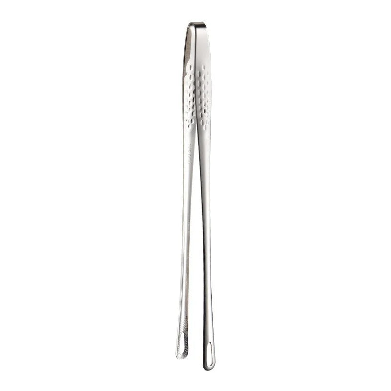 Size L 304 Stainless Steel BBQ Tongs 24cm Korean Style Grilling Tongs Food Tongs for Barbecue Cooking (FCM Tested, BPA Free) - Silver - 1