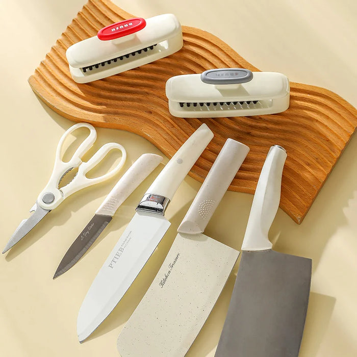 Kitchen Knife Cleaning Brush Double Sided Long Handle Multi-Functional Utensil Cleaner - Red - 5