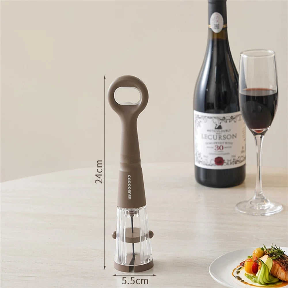 Air Pressure Wine Bottle Opener with Foil Cutter and Beer Bottle Opener Kitchen Gadget - Brown - 2