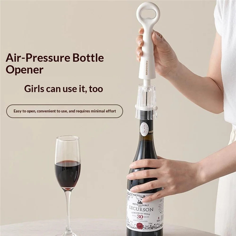 Air Pressure Wine Bottle Opener with Foil Cutter and Beer Bottle Opener Kitchen Gadget - Brown - 3