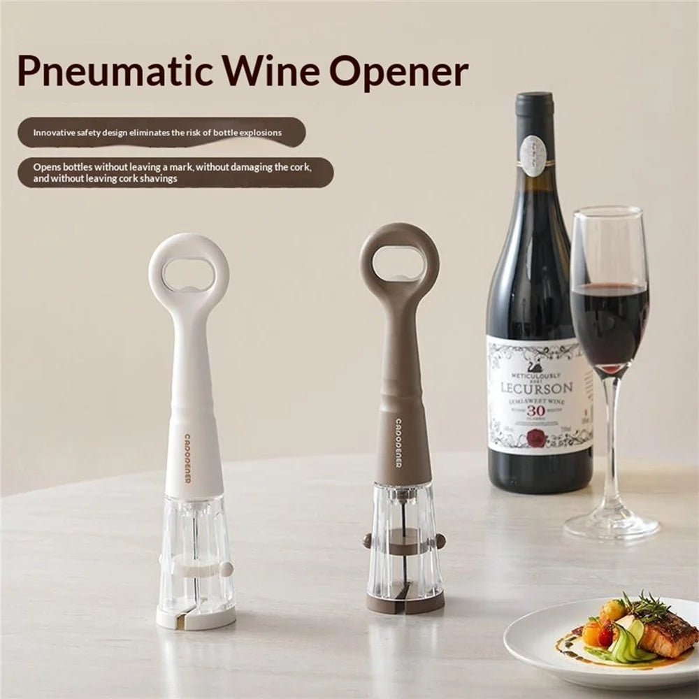 Air Pressure Wine Bottle Opener with Foil Cutter and Beer Bottle Opener Kitchen Gadget - Brown - 4