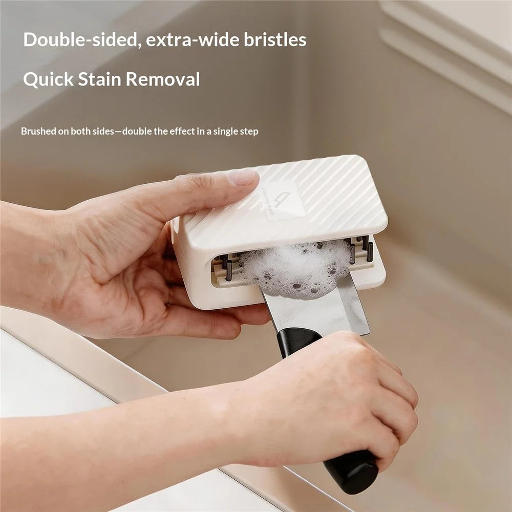 U-Shaped Double-Sided Knife Cleaning Brush Wall Mount Cleaning Brush for Kitchen - Beige - 5