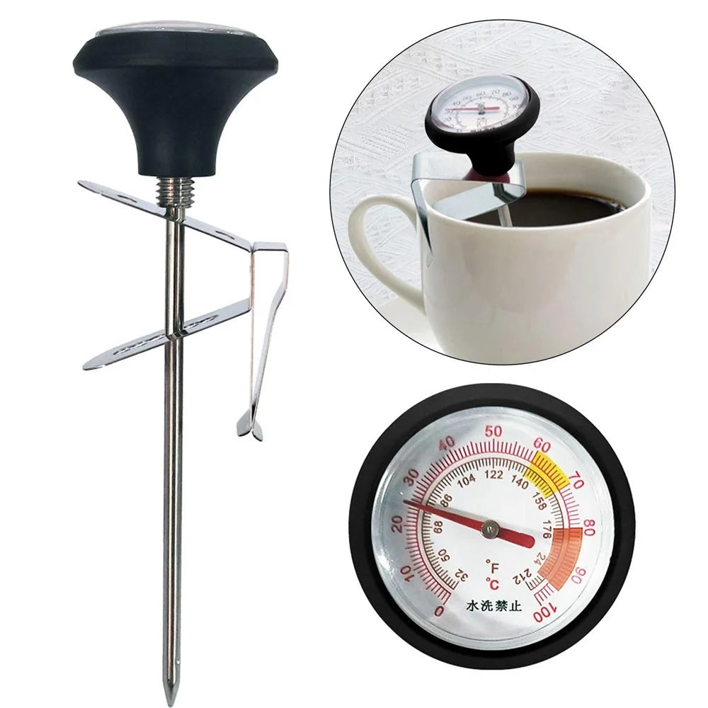 B-3 Stainless Steel Probe Thermometer Celsius and Fahrenheit Scale Thermometer with Clip for Coffee, Milk, Jam (No FDA Certificate) - 1