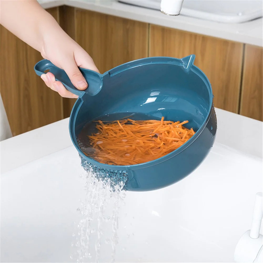 12-in-1 Multifunctional Vegetable Cutter Set Home Kitchen Julienne Shredder Potato Slicer (with FDA, BPA-Free) - Blue - 3
