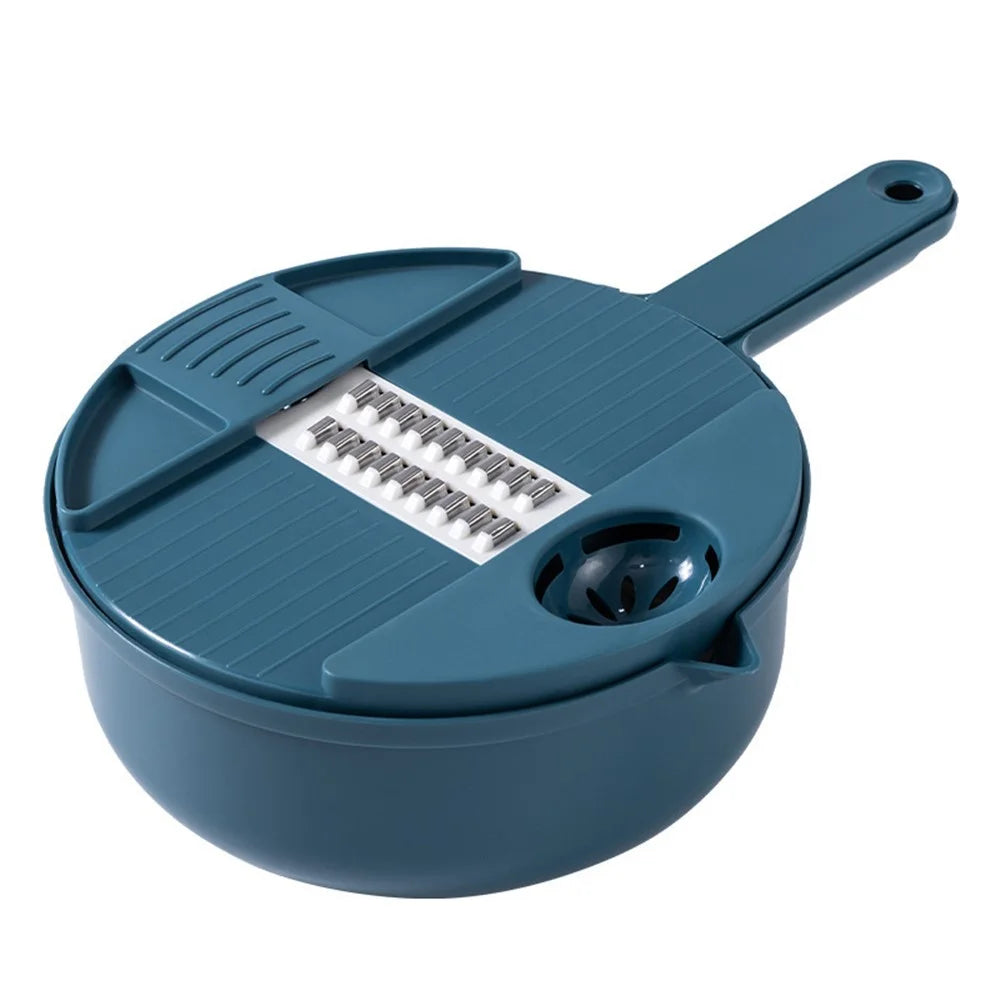 12-in-1 Multifunctional Vegetable Cutter Set Home Kitchen Julienne Shredder Potato Slicer (with FDA, BPA-Free) - Blue - 7
