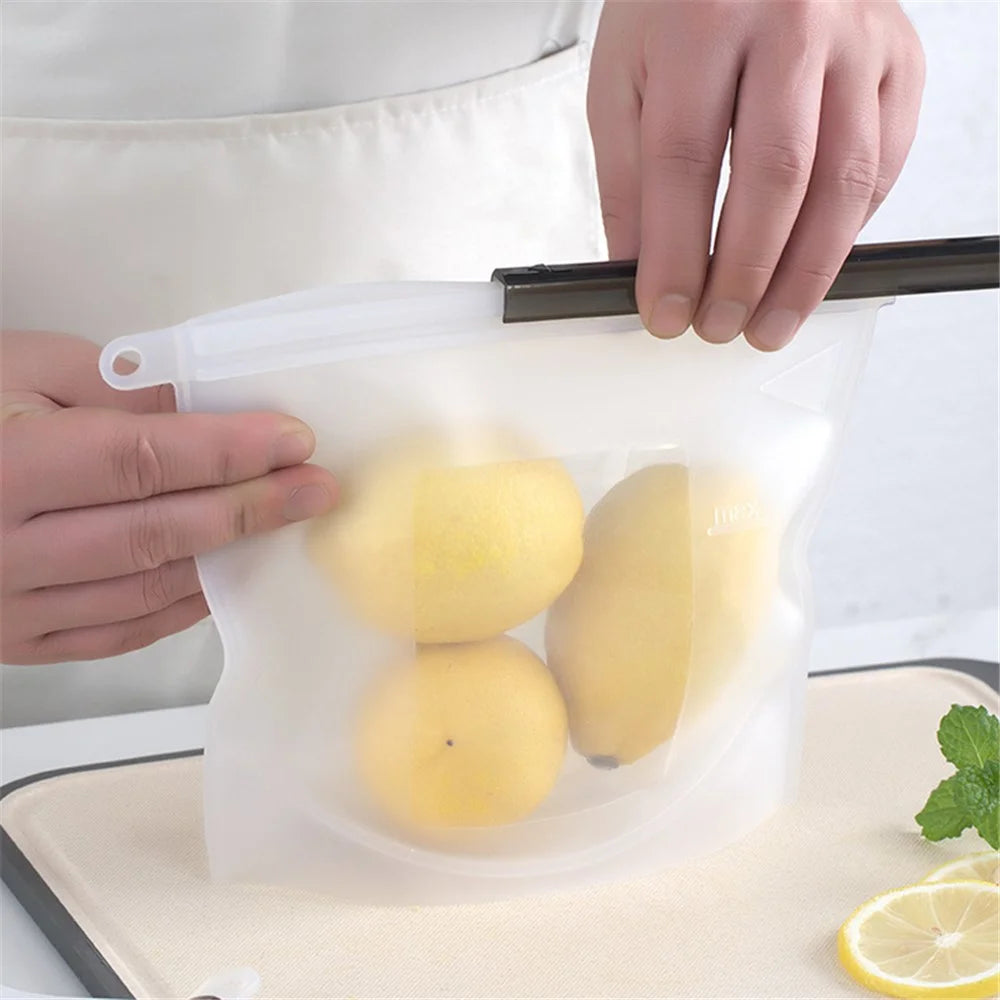 500ML Reusable Freezer Bag Food-Grade Silicone Meat Fruit Snack Storage Bag Picnic Sandwich Pouch (BPA-free, No FDA Certified), Size: S - 2