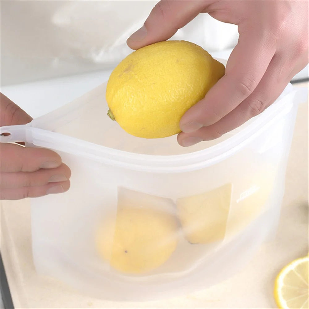 500ML Reusable Freezer Bag Food-Grade Silicone Meat Fruit Snack Storage Bag Picnic Sandwich Pouch (BPA-free, No FDA Certified), Size: S - 4