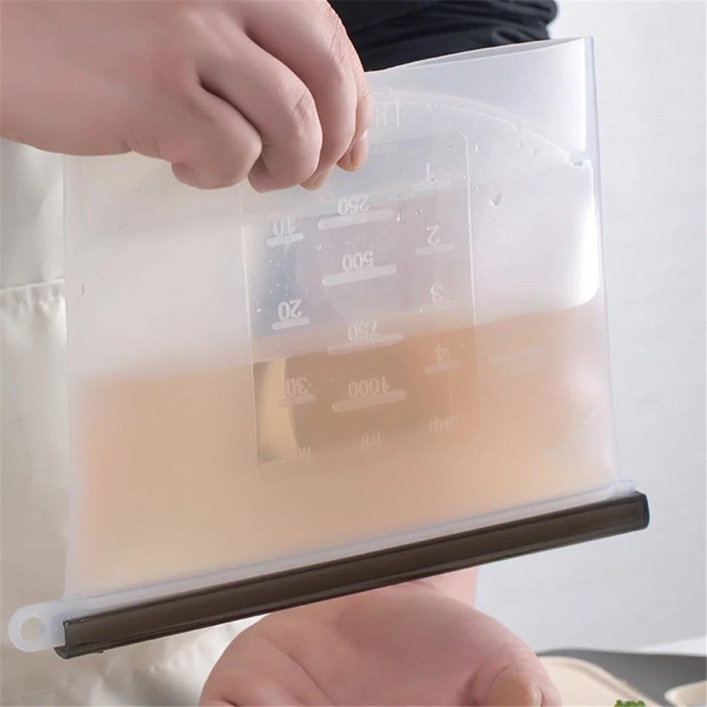 2000ML Kitchen Storage Freezer Bag Leakproof Silicone Food Organization Pouch (BPA-free, No FDA Certified), Size: L - 3