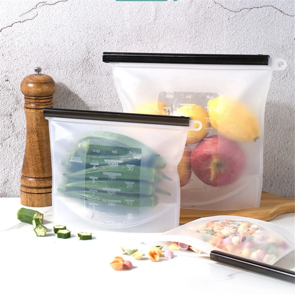 2000ML Kitchen Storage Freezer Bag Leakproof Silicone Food Organization Pouch (BPA-free, No FDA Certified), Size: L - 6