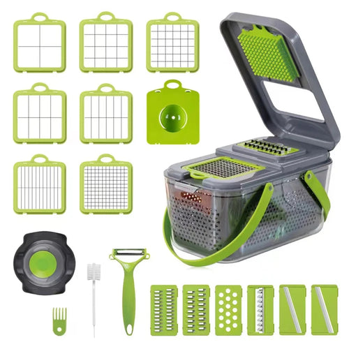 22 in 1 Kitchen Multifunctional Vegetable Chopper Cutter Fruit Slicer Grater Shredders Drain Basket (BPA Free, FDA Certified) - 1