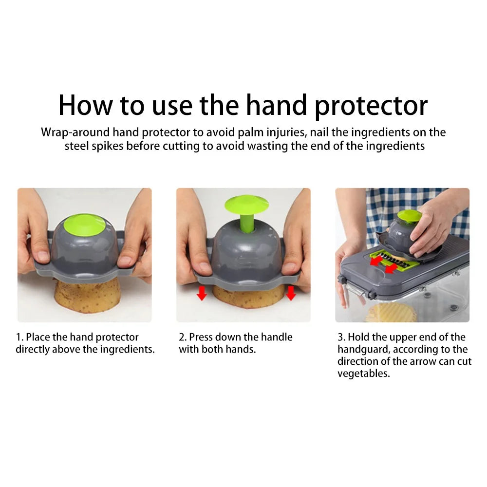 22 in 1 Kitchen Multifunctional Vegetable Chopper Cutter Fruit Slicer Grater Shredders Drain Basket (BPA Free, FDA Certified) - 6