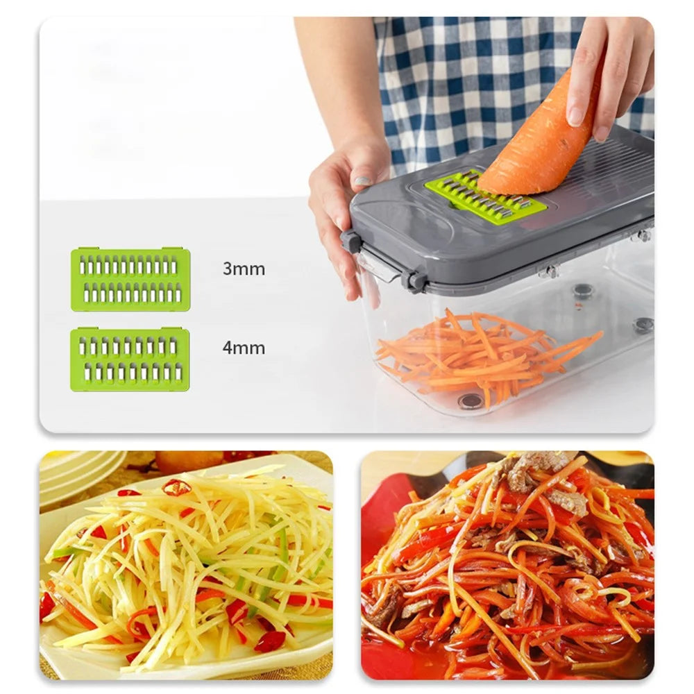 22 in 1 Kitchen Multifunctional Vegetable Chopper Cutter Fruit Slicer Grater Shredders Drain Basket (BPA Free, FDA Certified) - 7