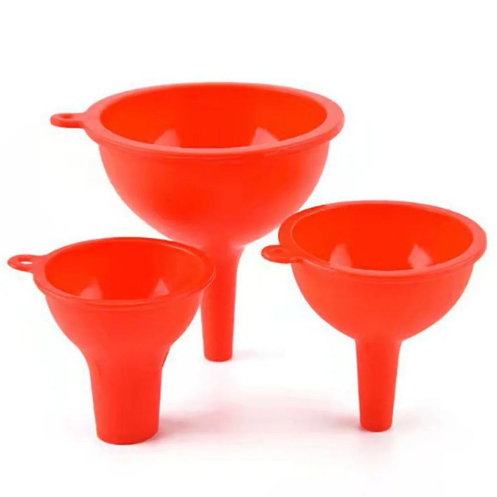 3Pcs / Set S / M / L Silicone Wine Oil Honey Funnel Kitchen Liquid Pouring Funnel Tool (No FDA Certification, BPA-free) - Red - 1