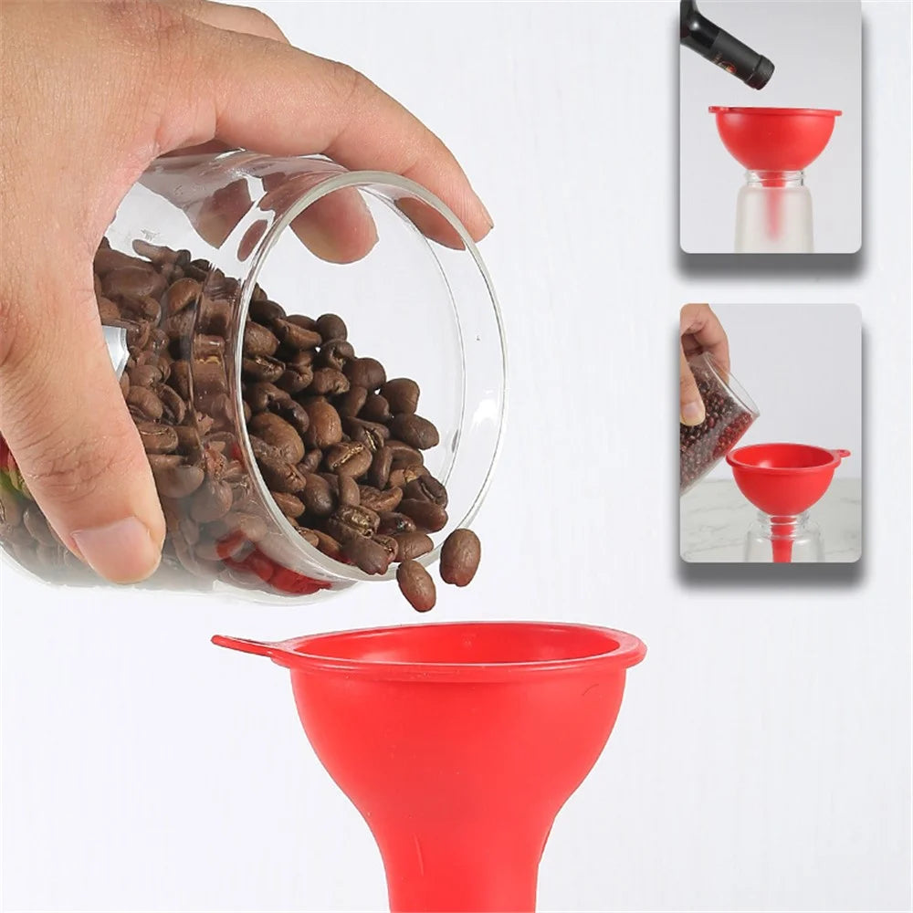 3Pcs / Set S / M / L Silicone Wine Oil Honey Funnel Kitchen Liquid Pouring Funnel Tool (No FDA Certification, BPA-free) - Red - 4