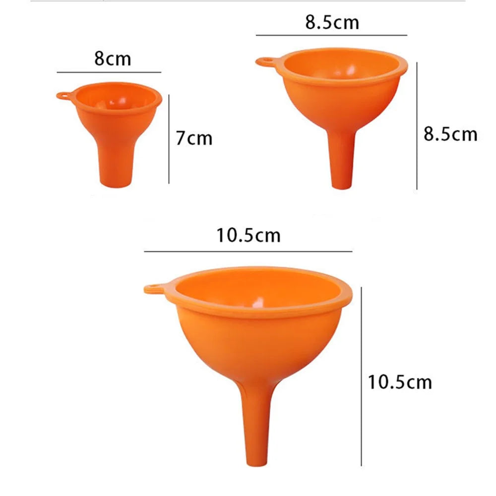 3Pcs / Set S / M / L Silicone Wine Oil Honey Funnel Kitchen Liquid Pouring Funnel Tool (No FDA Certification, BPA-free) - Red - 7