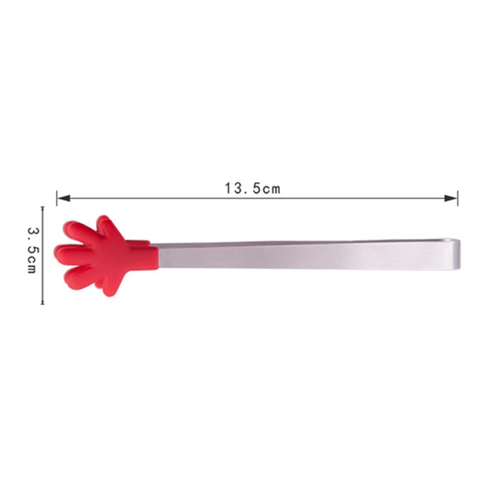 Cute Hand Shape Food Tong 430 Stainless Steel + Silicone Snack Dessert Cake Clip (No FDA Certificate, BPA Free) - Yellow - 3