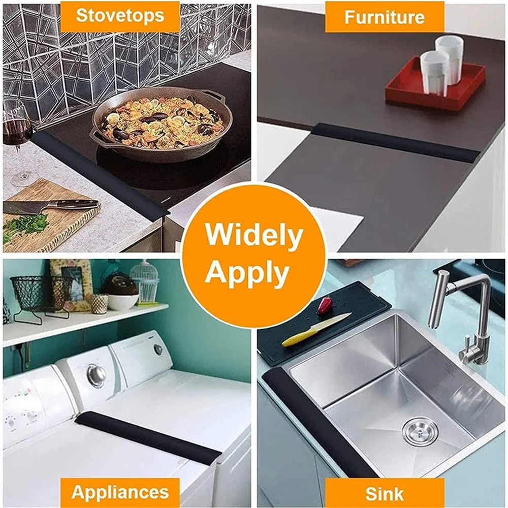 1Pc 21-inch Stove Gap Cover Anti-stain Cooker Gap Filler Fiberglass Cloth Kitchen Stovetop Protector - Black - 3