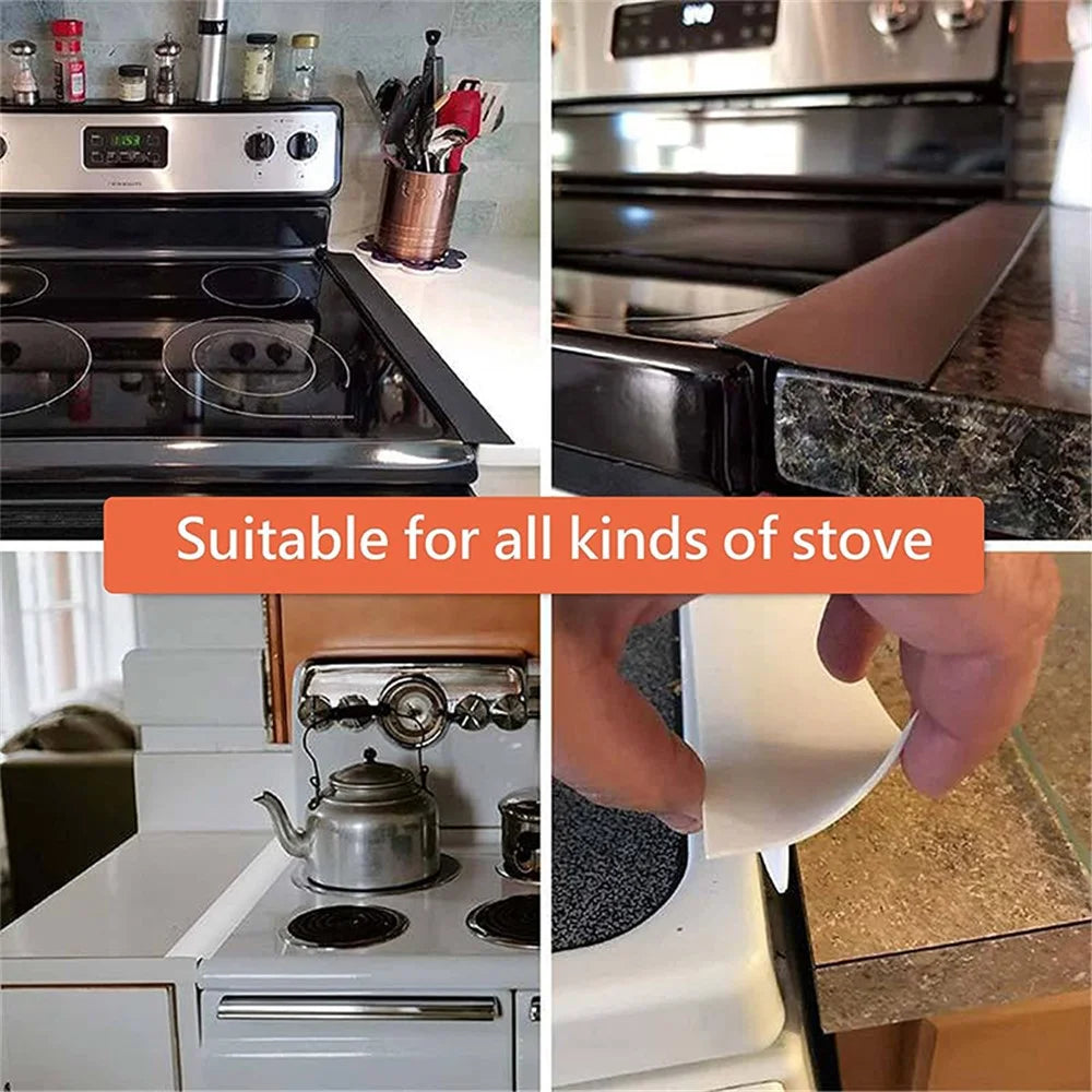 1Pc 21-inch Stove Gap Cover Anti-stain Cooker Gap Filler Fiberglass Cloth Kitchen Stovetop Protector - Black - 5