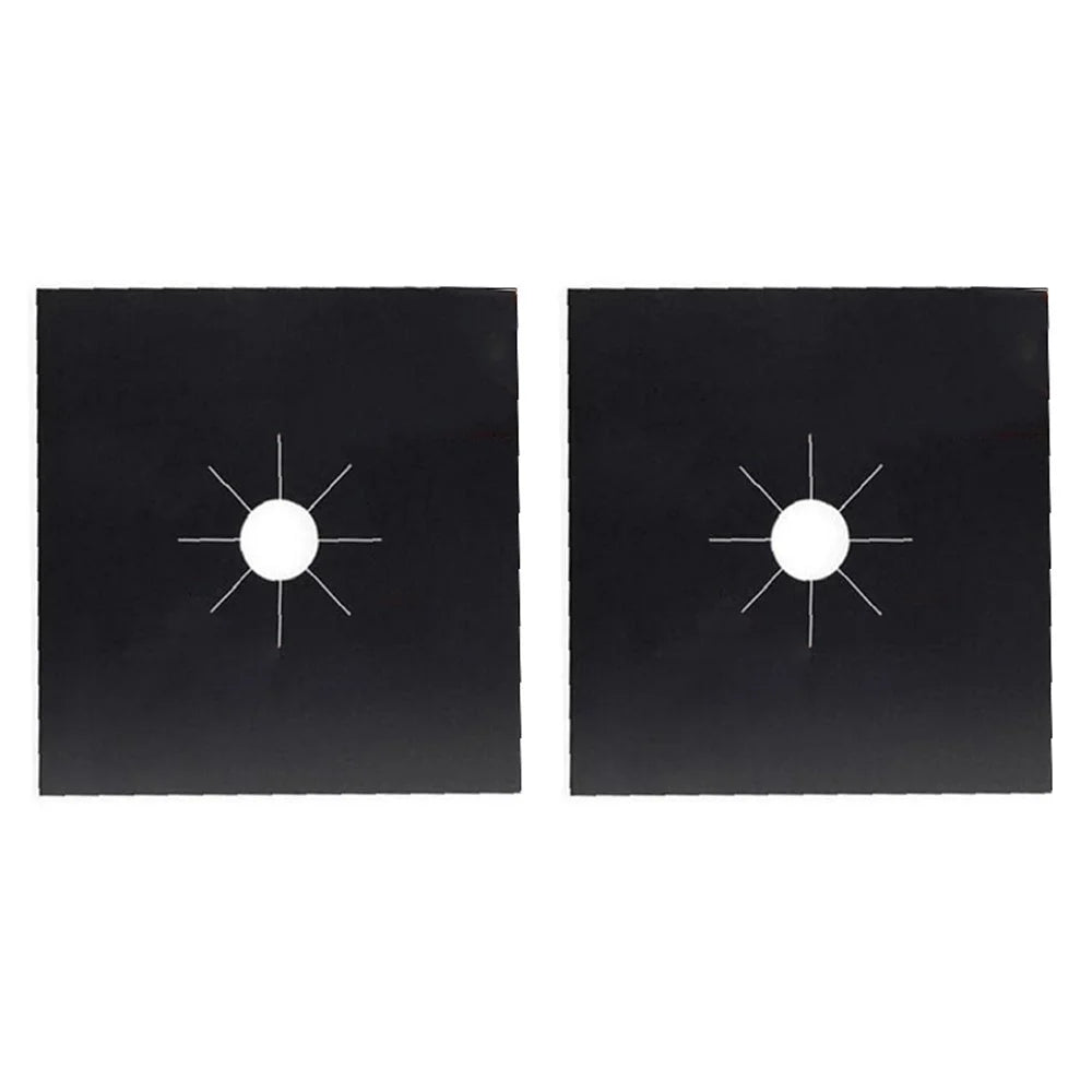 2PCS Fiberglass Cloth Oil-proof Covers Stove Burner Gas Stove Burner Liners Non-Stick Gas Range Protectors Mats - Black - 1