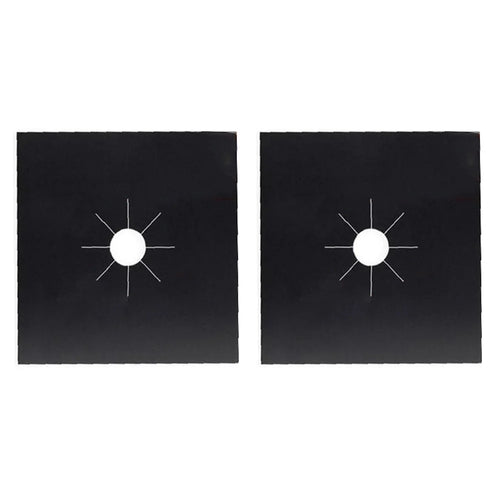 2PCS Fiberglass Cloth Oil-proof Covers Stove Burner Gas Stove Burner Liners Non-Stick Gas Range Protectors Mats - Black - 1