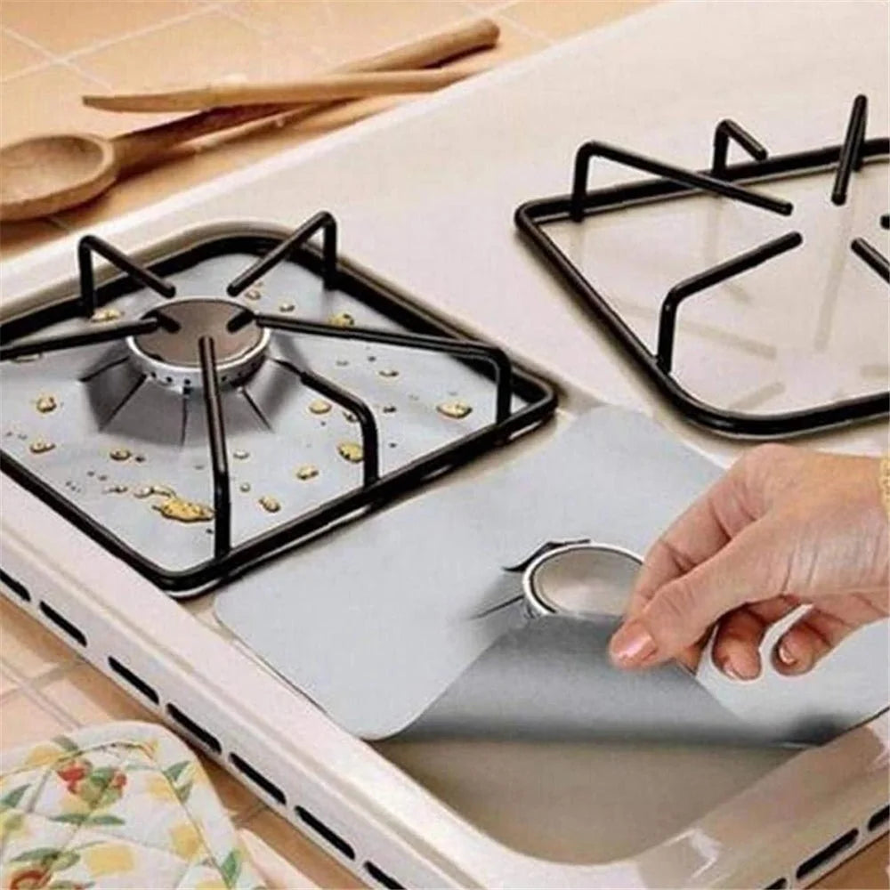 2PCS Fiberglass Cloth Oil-proof Covers Stove Burner Gas Stove Burner Liners Non-Stick Gas Range Protectors Mats - Black - 4
